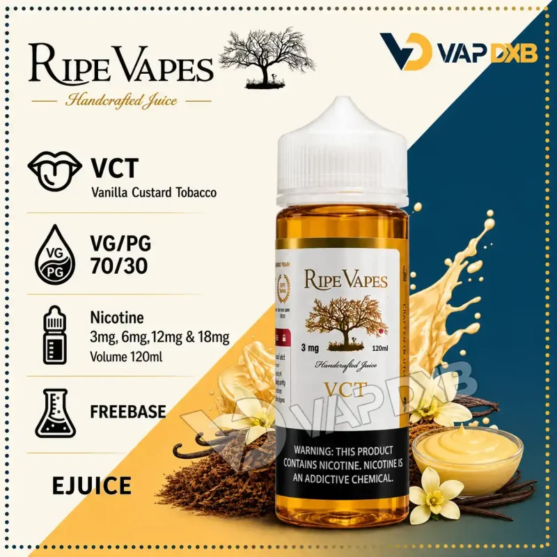 VCT (Vanilla-Custard-Tobacco) 120ml E liquid by Ripe Vape